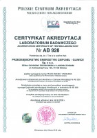 Certyfikat akredytacji Laboratorium Badawczego